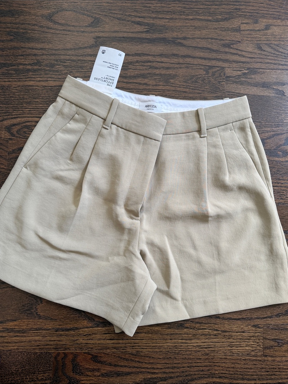 Aritzia khaki High-Rise Pleated Tailored Shorts